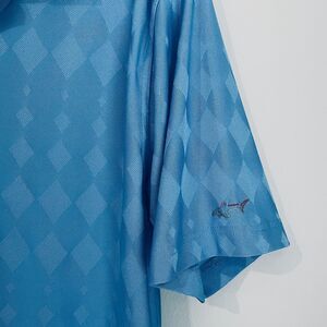 Greg Norman Play Dry Golf Polo Medium Blue Diamond Print Short Sleeve Shirt